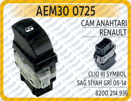 AEM 300725 Cam Anahtari Renault Clio Iii Symbol Sag Siyah Gri